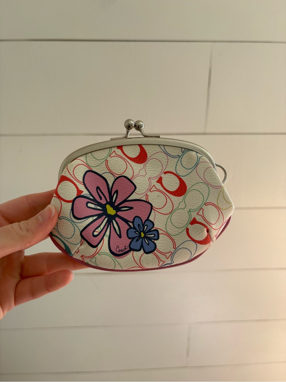 Coach Signature Floral Print Coated Canvas Kisslock Coin Purse